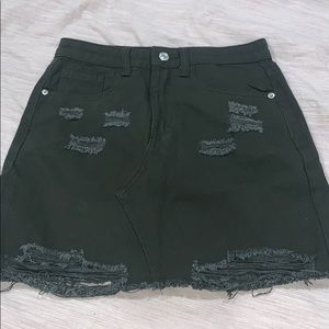 Dark Green Denim Skirt